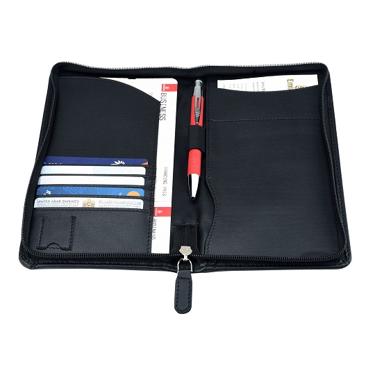 Emirates Store Wallets Cactus leather travel wallet, black | Emirates Official Store