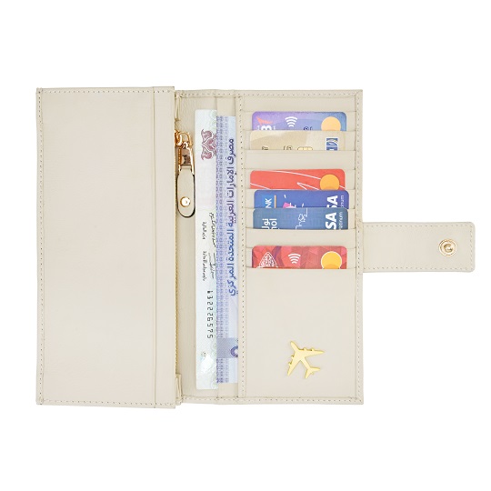 Emirates Store Wallets Italian leather ladies wallet, cream | Emirates Official Store