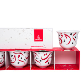 arabic coffee cups in white red and black emirates official store