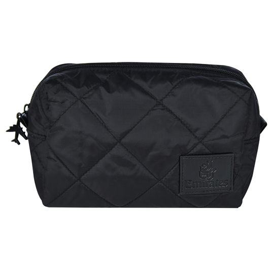 Emirates quilted makeup pouch, black HS Code 4202.9280 Emirates