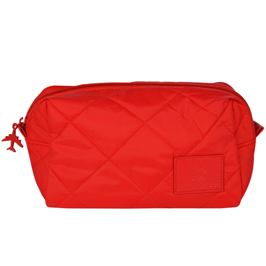 Emirates quilted makeup pouch, red HS Code 4202.9280 Emirates