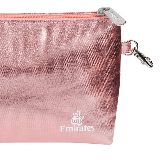 Makeup case in metallic, rose HS Code 4202.9990 Emirates Official Store