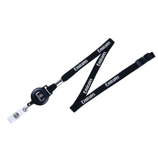 Emirates retractable ID holder lanyard, black Emirates Official Store