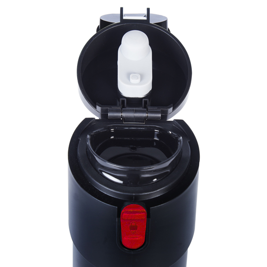 Emirates tumbler with tea infuser, black & red HS Code 73239300