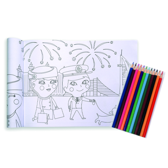 Our travels colouring and sticker book HS Code 48211000 Emirates