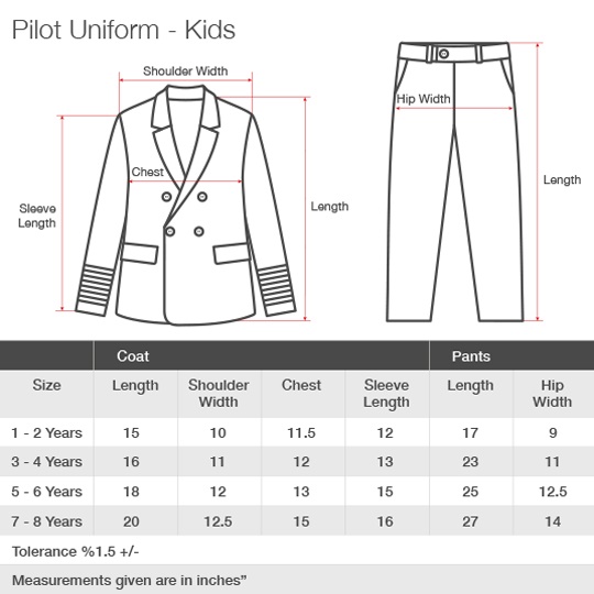 Children's pilot uniform HS Code 63090000 Emirates Official Store